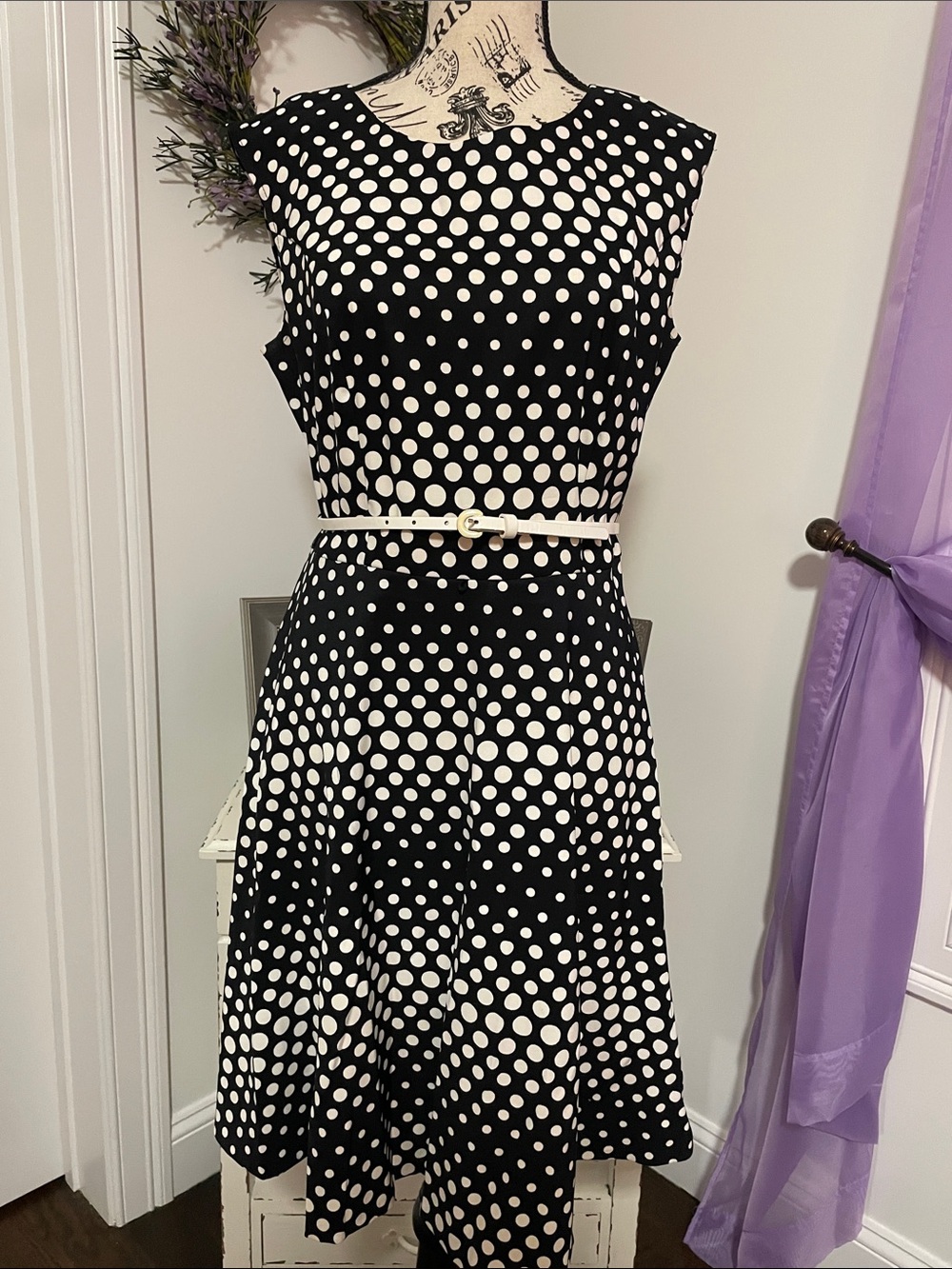 Alyx Black and White Polka Dot Midi Dress